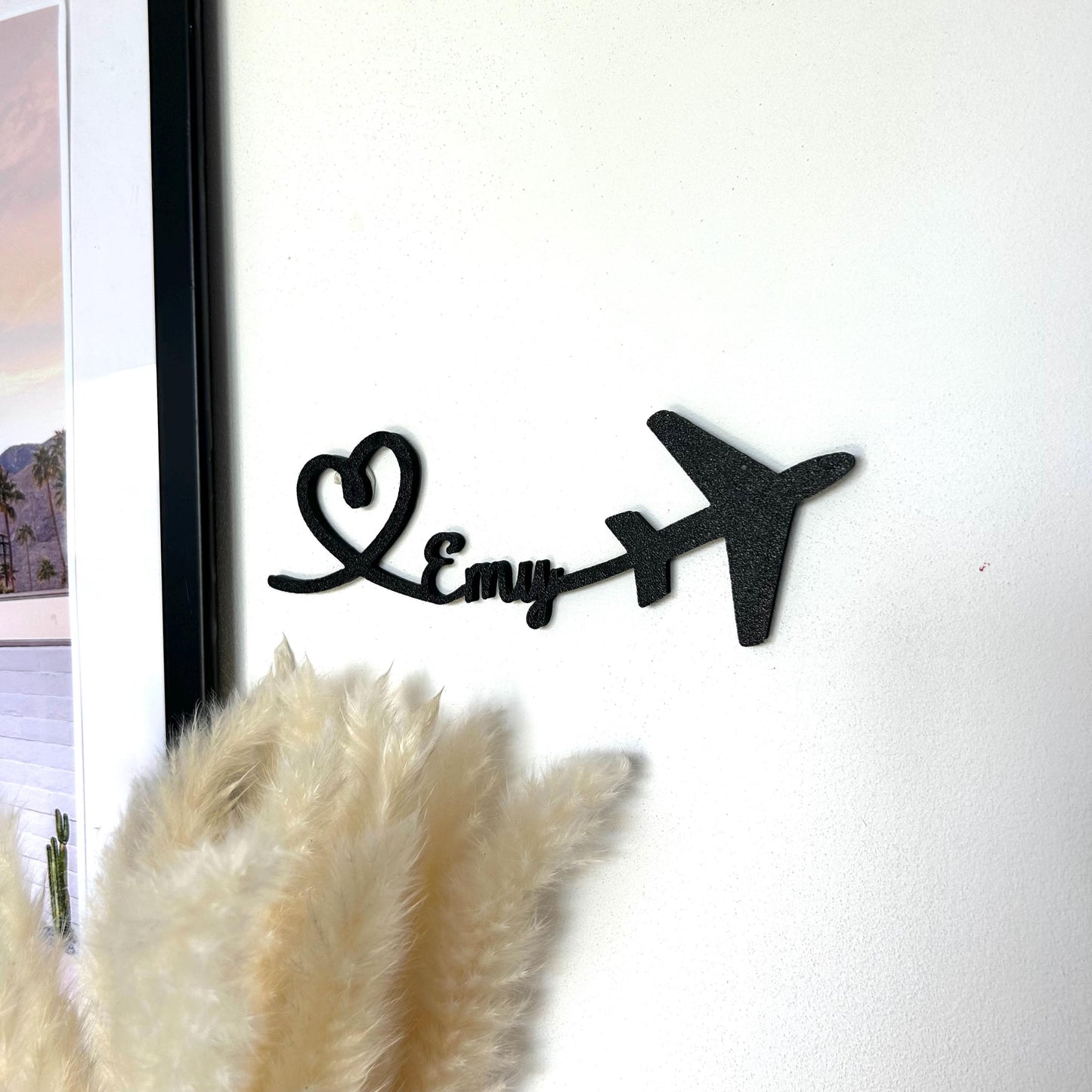 Avion mignon avec prénom pour décoration murale idée cadeau original et moderne sur le thème du voyage