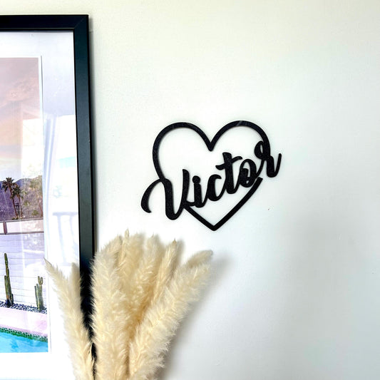 Décoration d’intérieur pour mur trendy en forme de coeur avec prénom à personnaliser, panneau mural minimaliste idée cadeau pour la maison