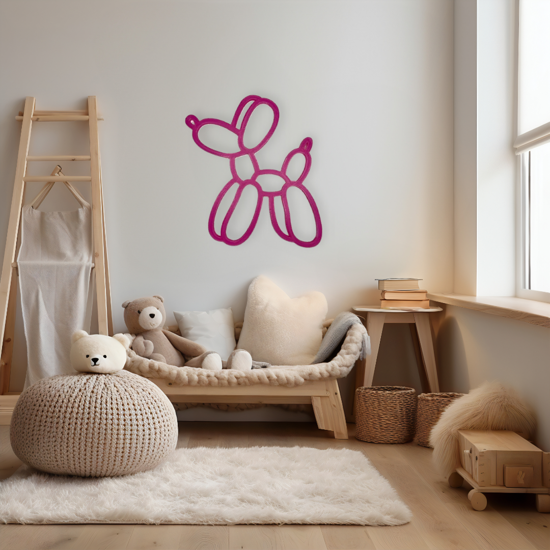 Chien Ballon Personnalisable – Décoration Murale Moderne ou Plaque de Porte avec Prénom