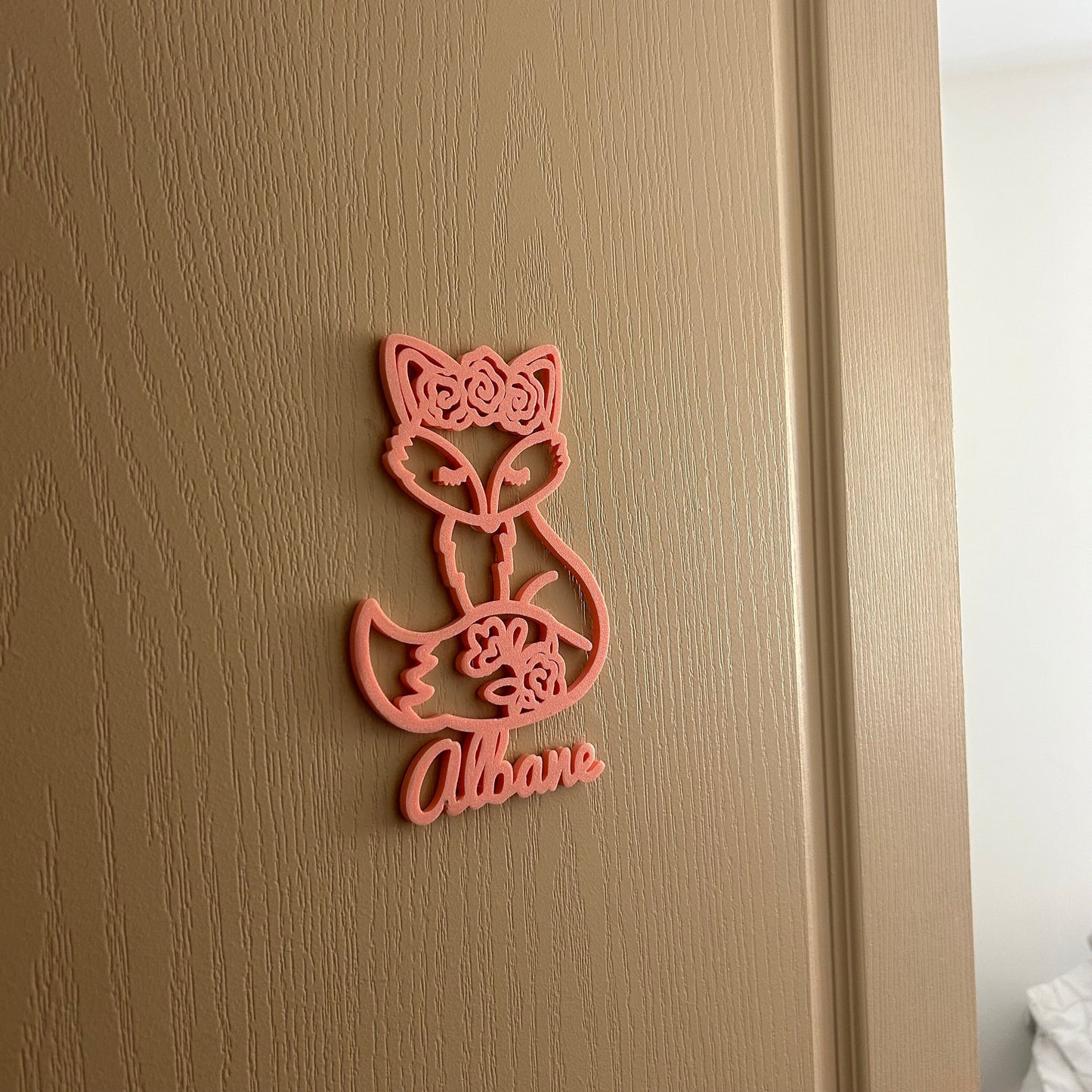 Décoration de porte renard personnalisable avec prénom pour chambre bébé - Idée cadeau mignonne