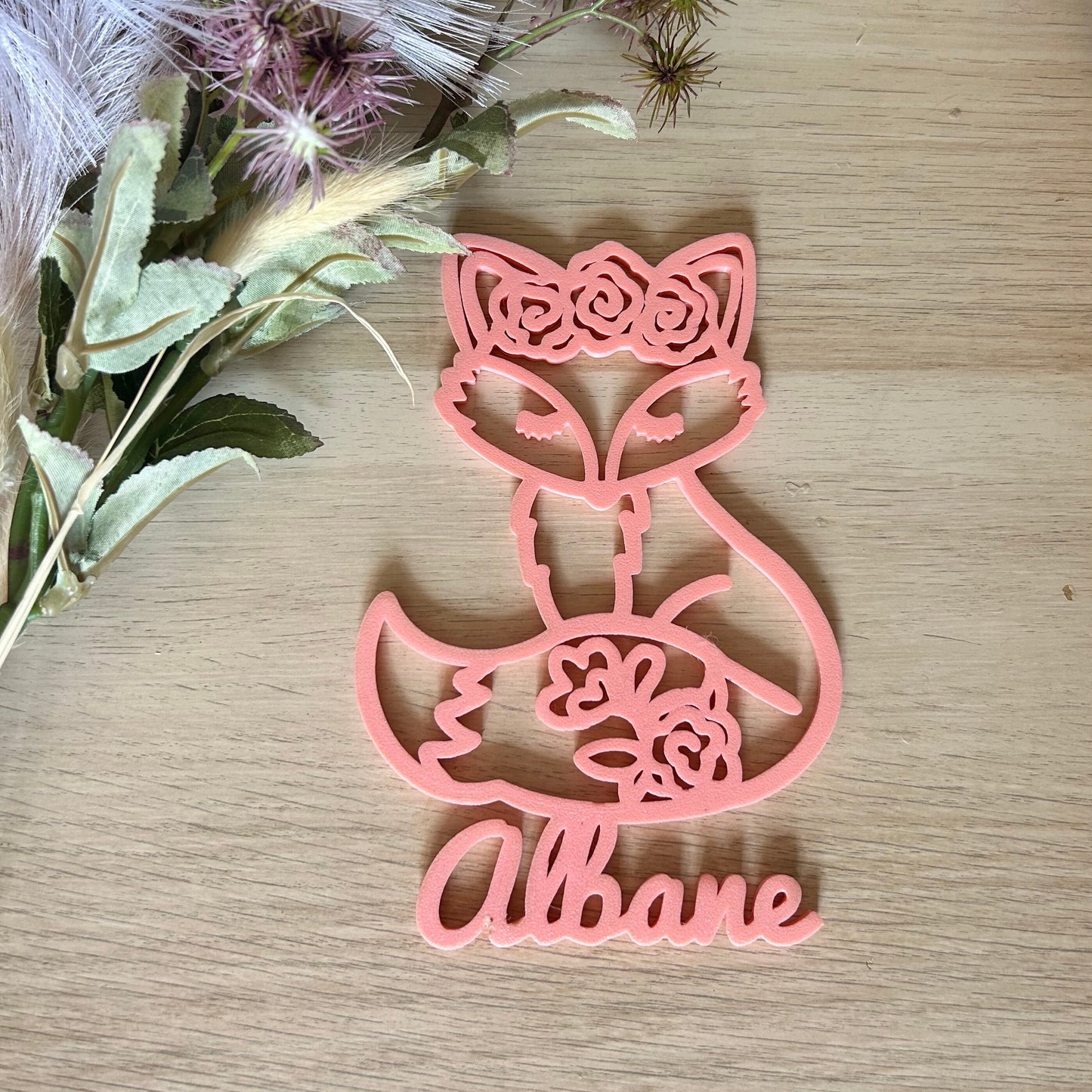 Décoration de porte renard personnalisable avec prénom pour chambre bébé - Idée cadeau mignonne