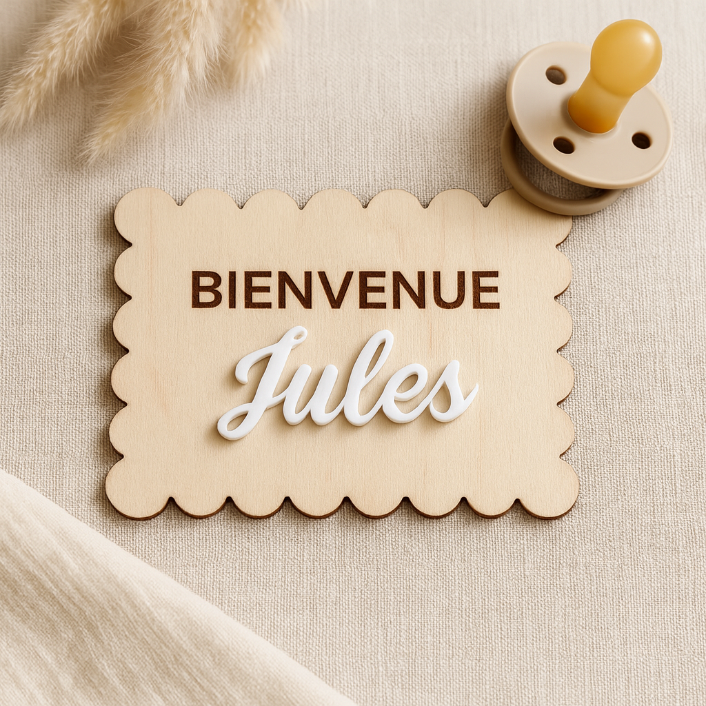 carte biscuit annonce naissance personnalisée prénom en bois plaque bienvenue bébé est né annonce du prénom