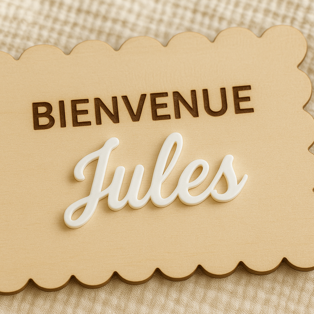 carte biscuit annonce naissance personnalisée prénom en bois plaque bienvenue bébé est né annonce du prénom