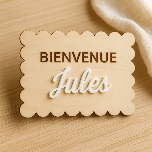carte biscuit annonce naissance personnalisée prénom en bois plaque bienvenue bébé est né annonce du prénom