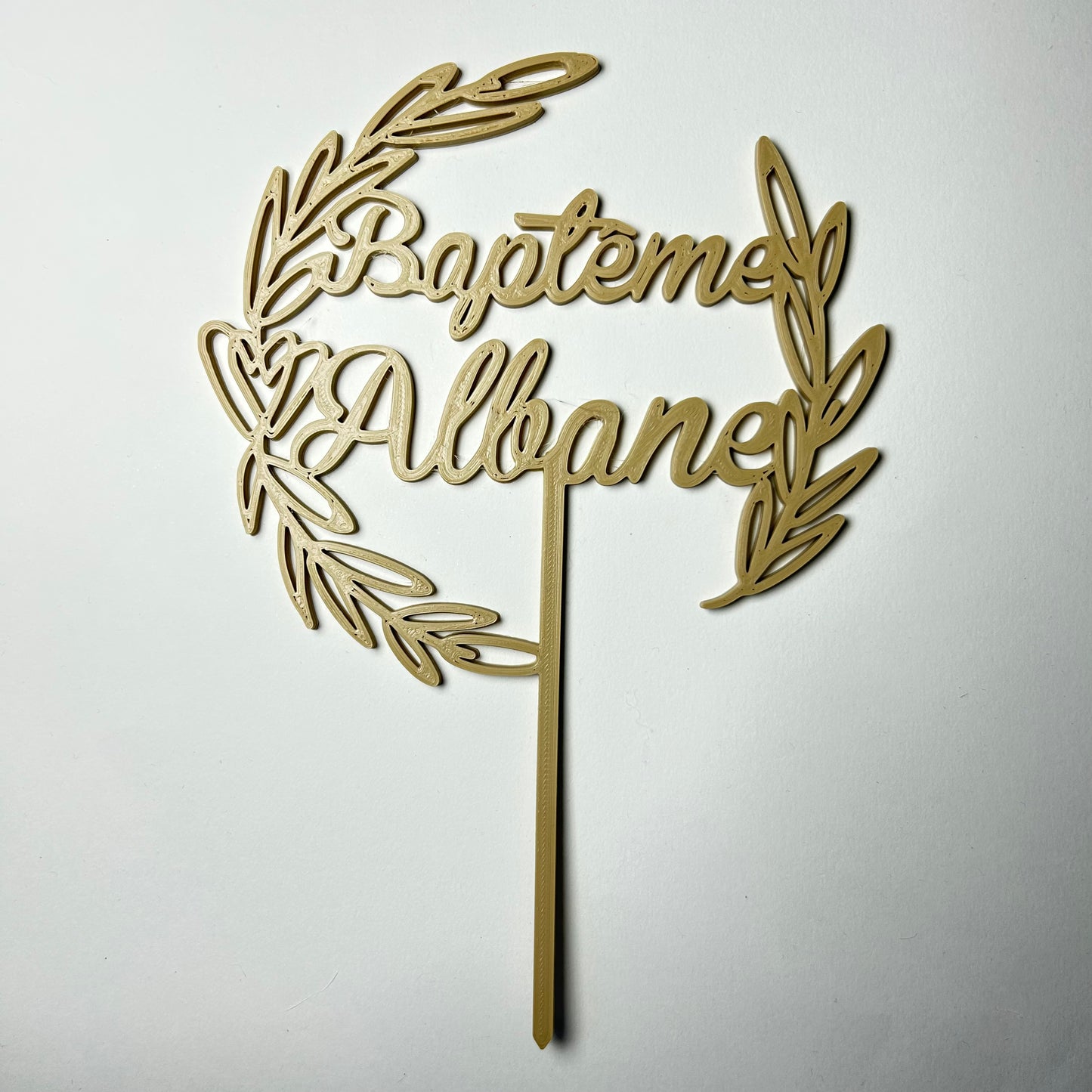 Cake topper personnalisé pour gâteau de baptême – Thème champêtre