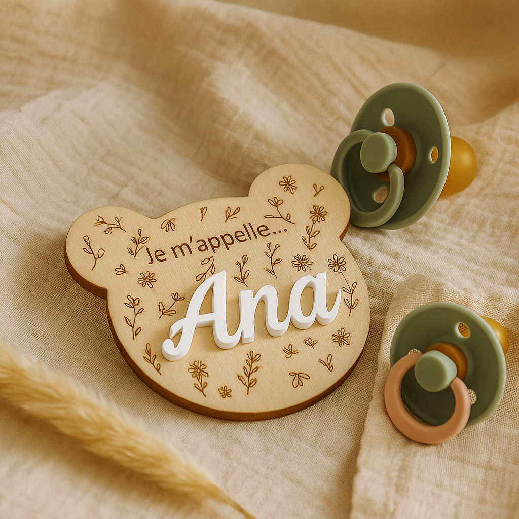 carte ourson annonce naissance personnalisée prénom en bois plaque ours bébé bienvenue bébé est né annonce du prénom