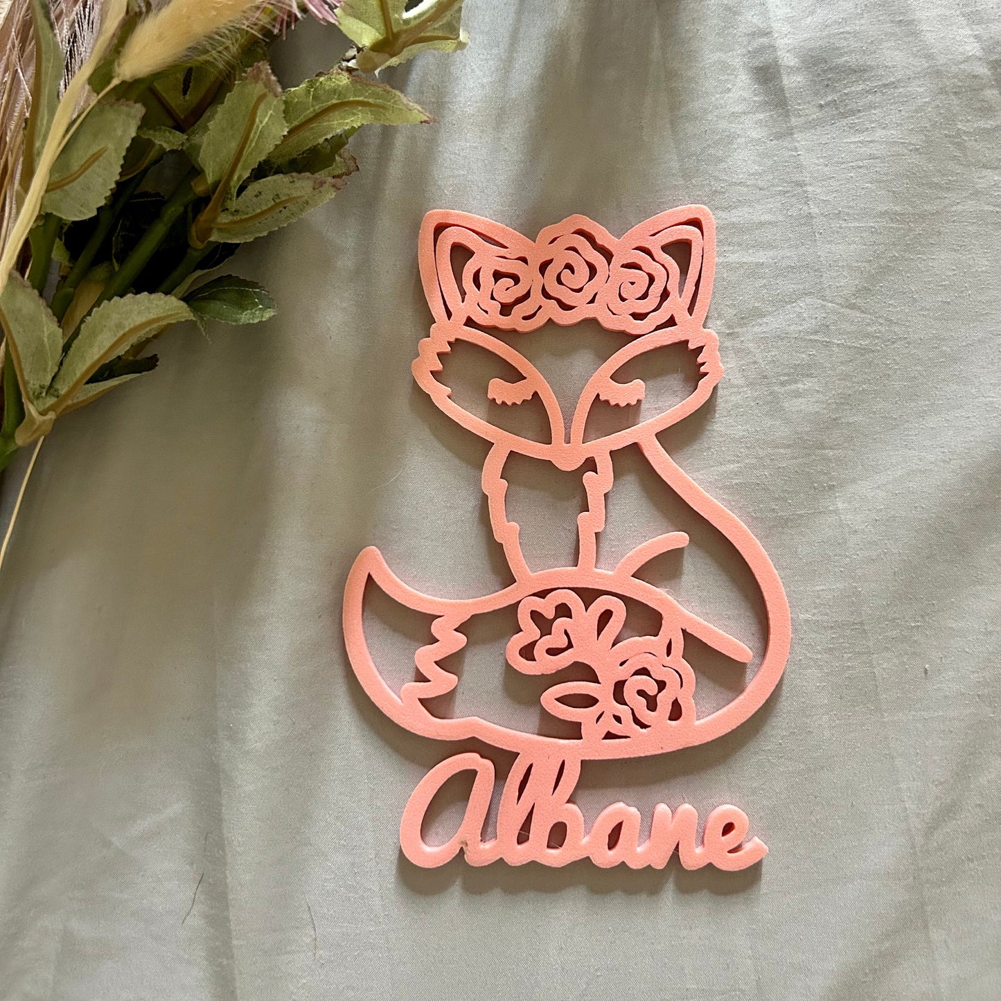 Décoration de porte renard personnalisable avec prénom pour chambre bébé - Idée cadeau mignonne