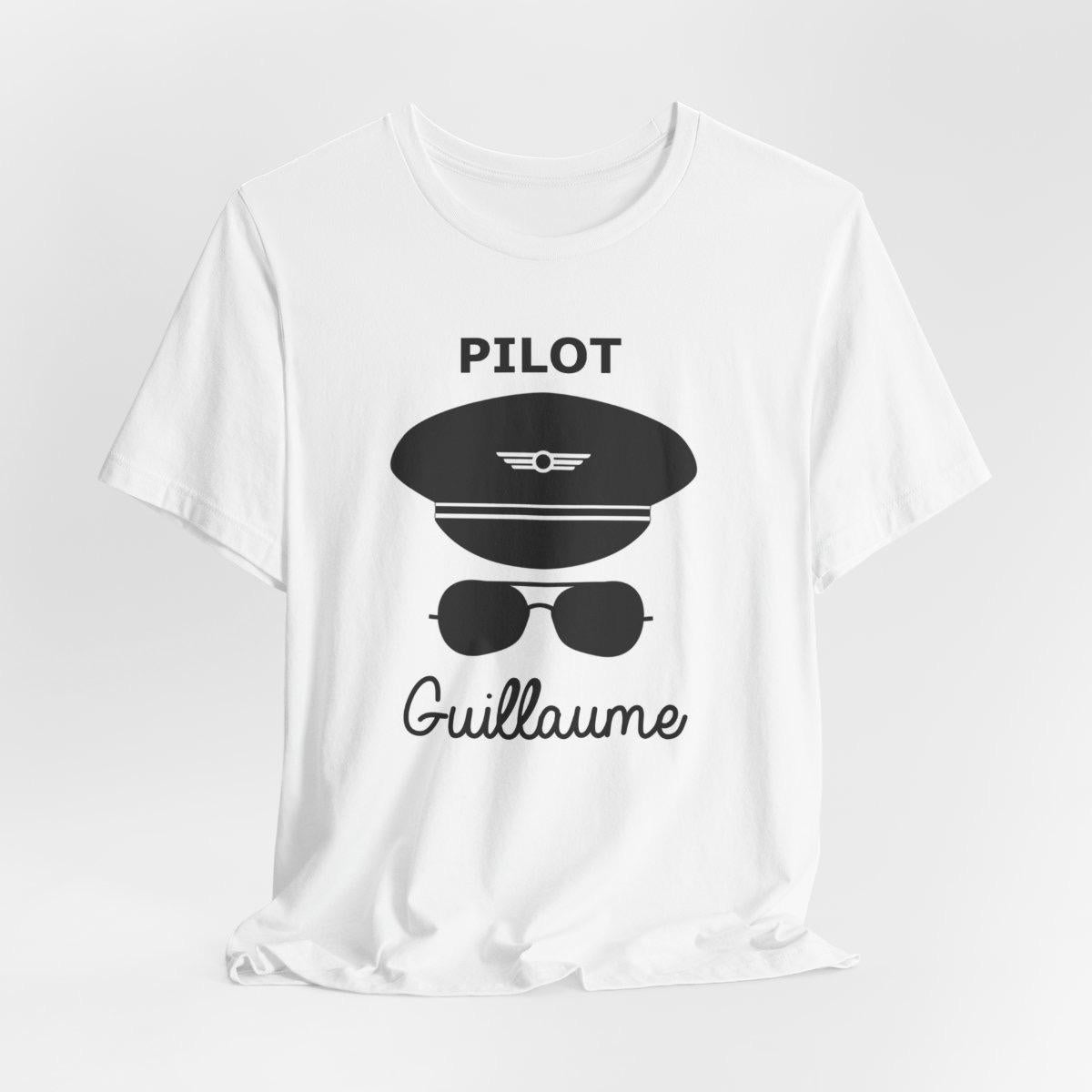 T-shirt Pilote d’Avion Personnalisable – Couleurs et Texte au Choix – Cadeau Idéal pour Pilote ou Passionné d’Aviation