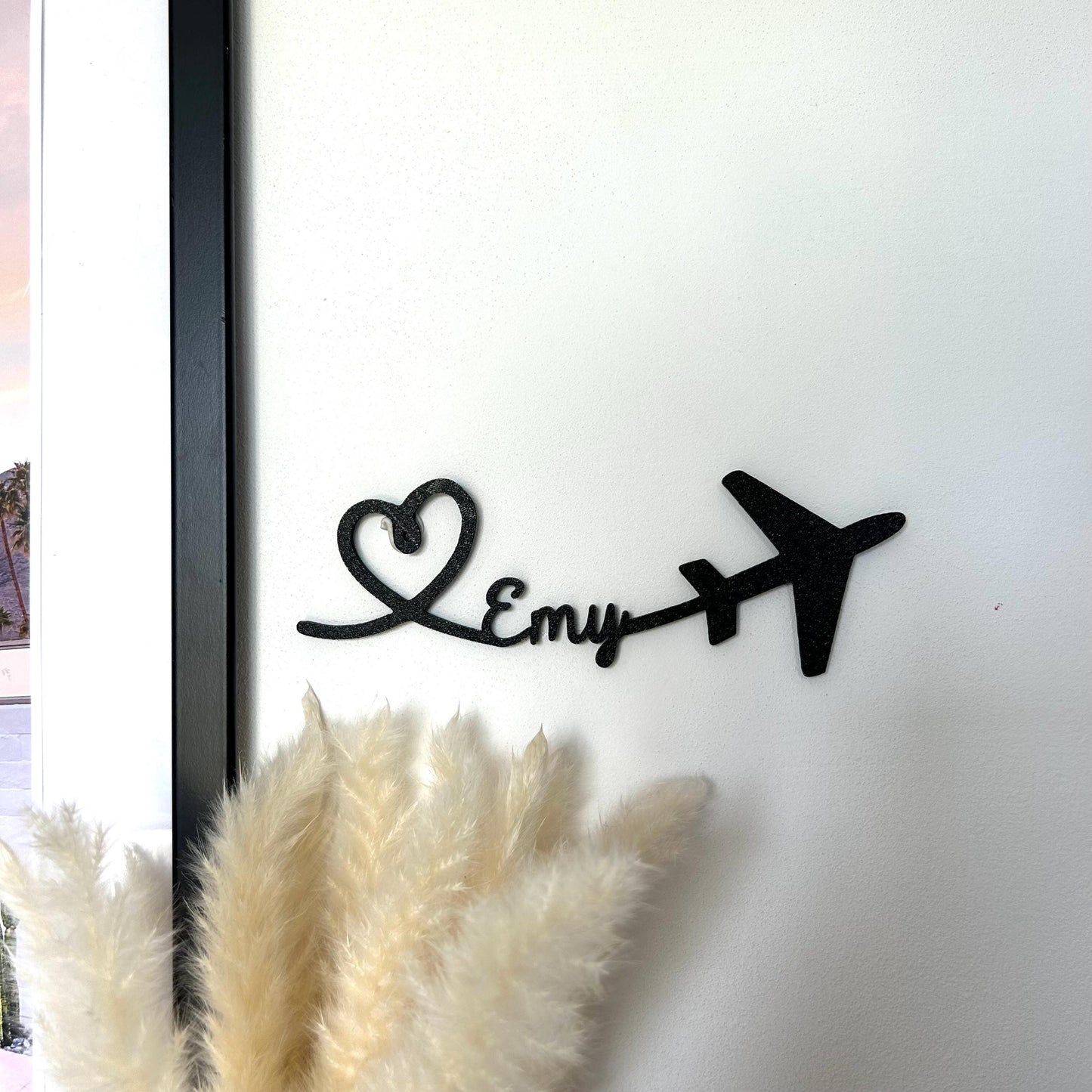 Avion mignon avec prénom pour décoration murale idée cadeau original et moderne sur le thème du voyage