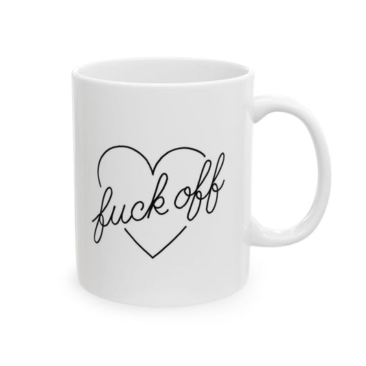 Tasse en céramique avec cœur "Fuck Off" – Design audacieux et original pour le bureau tasse humoristique