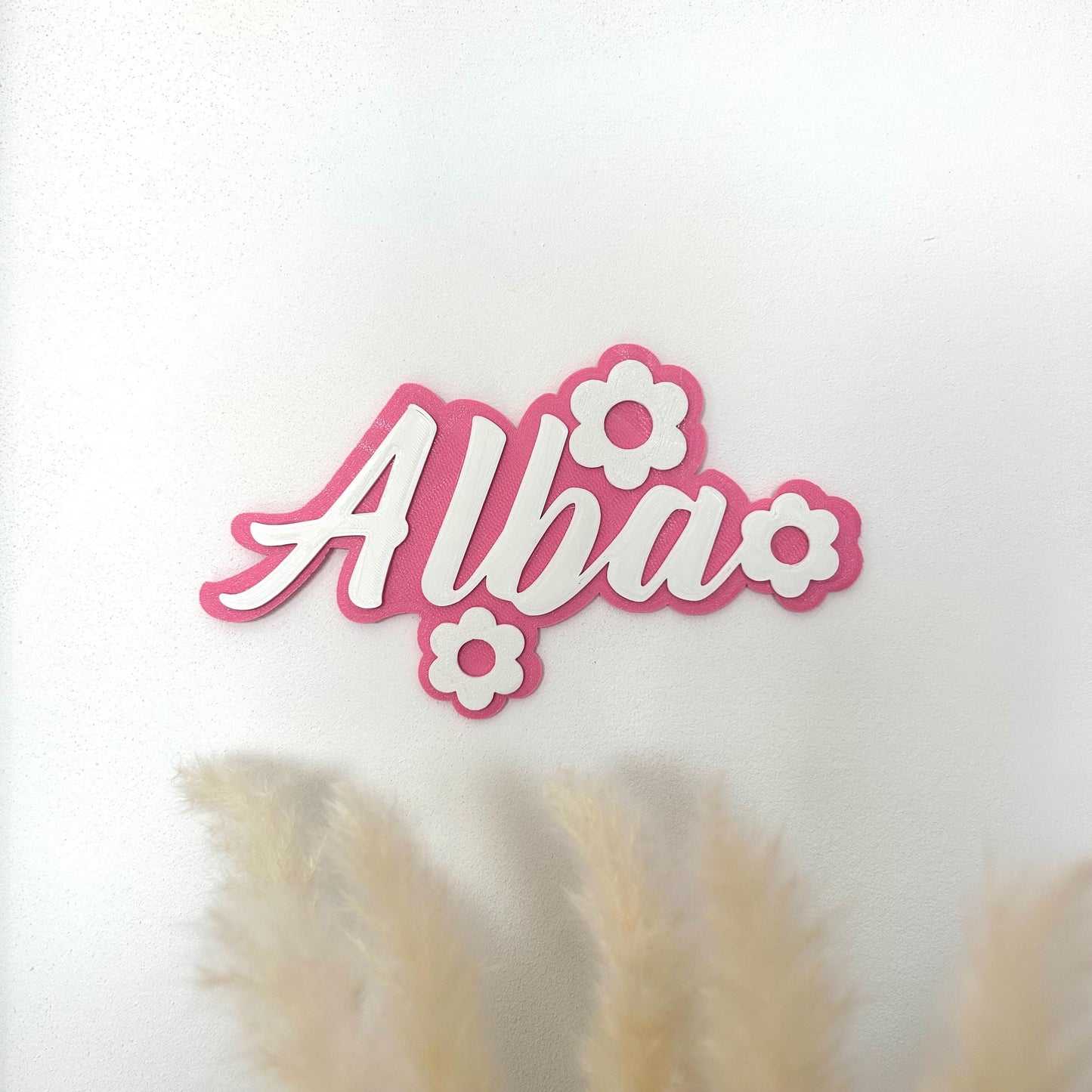 "Plaque de Porte Bébé Personnalisée avec Prénom et Fleurs – Décoration Chambre et Dessus de Lit