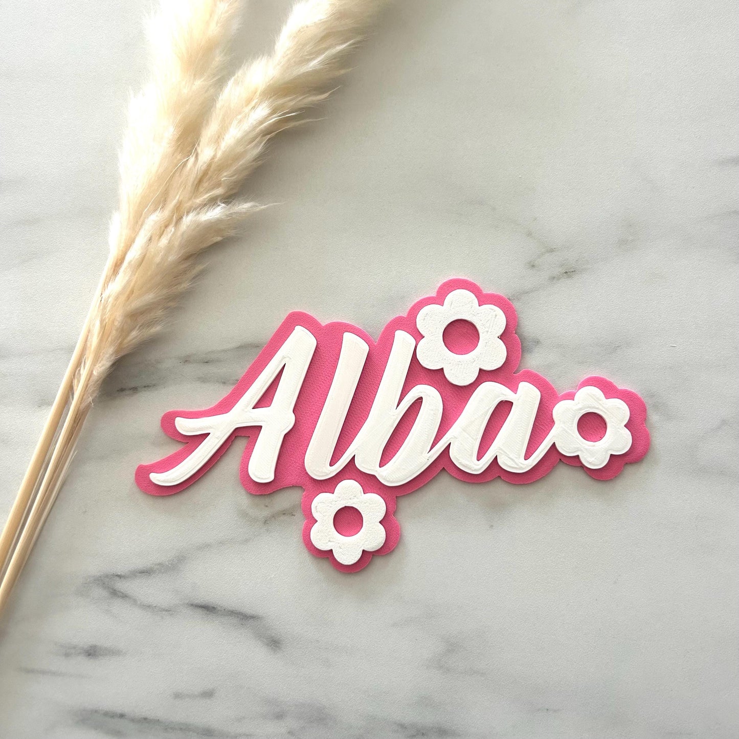"Plaque de Porte Bébé Personnalisée avec Prénom et Fleurs – Décoration Chambre et Dessus de Lit