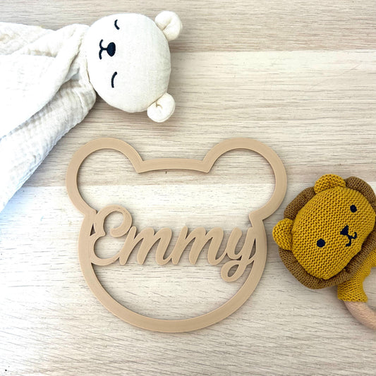 Déco Murale Prénom Bébé - Ours Personnalisé en 3D - Idée Cadeau Naissance, Baptême, Chambre Bébé