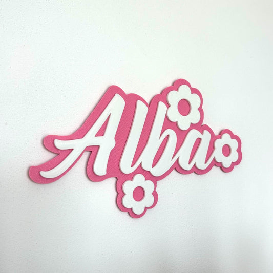"Plaque de Porte Bébé Personnalisée avec Prénom et Fleurs – Décoration Chambre et Dessus de Lit