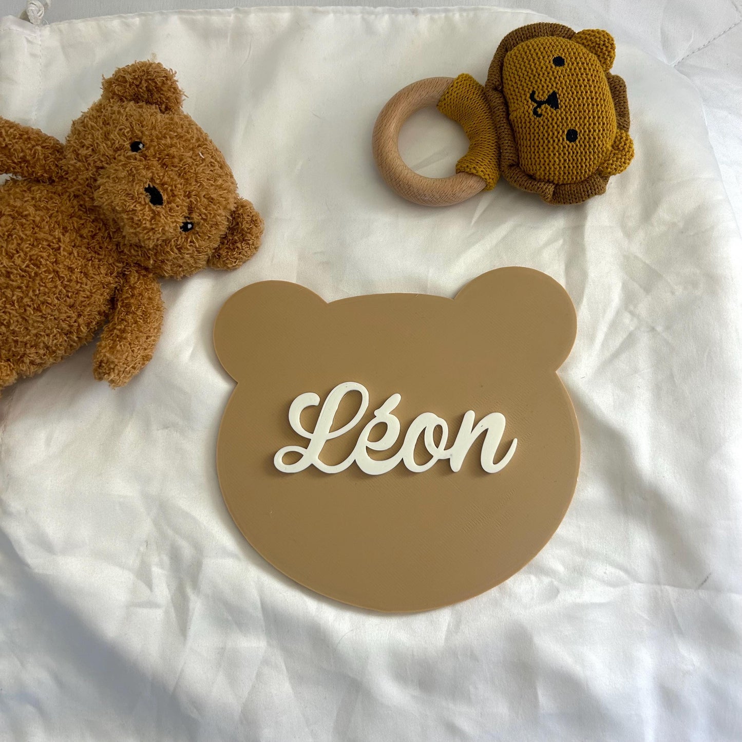 plaque murale ourson avec prénom personnalisé décoration murale ours pour la chambre bébé prenom murale idée cadeau