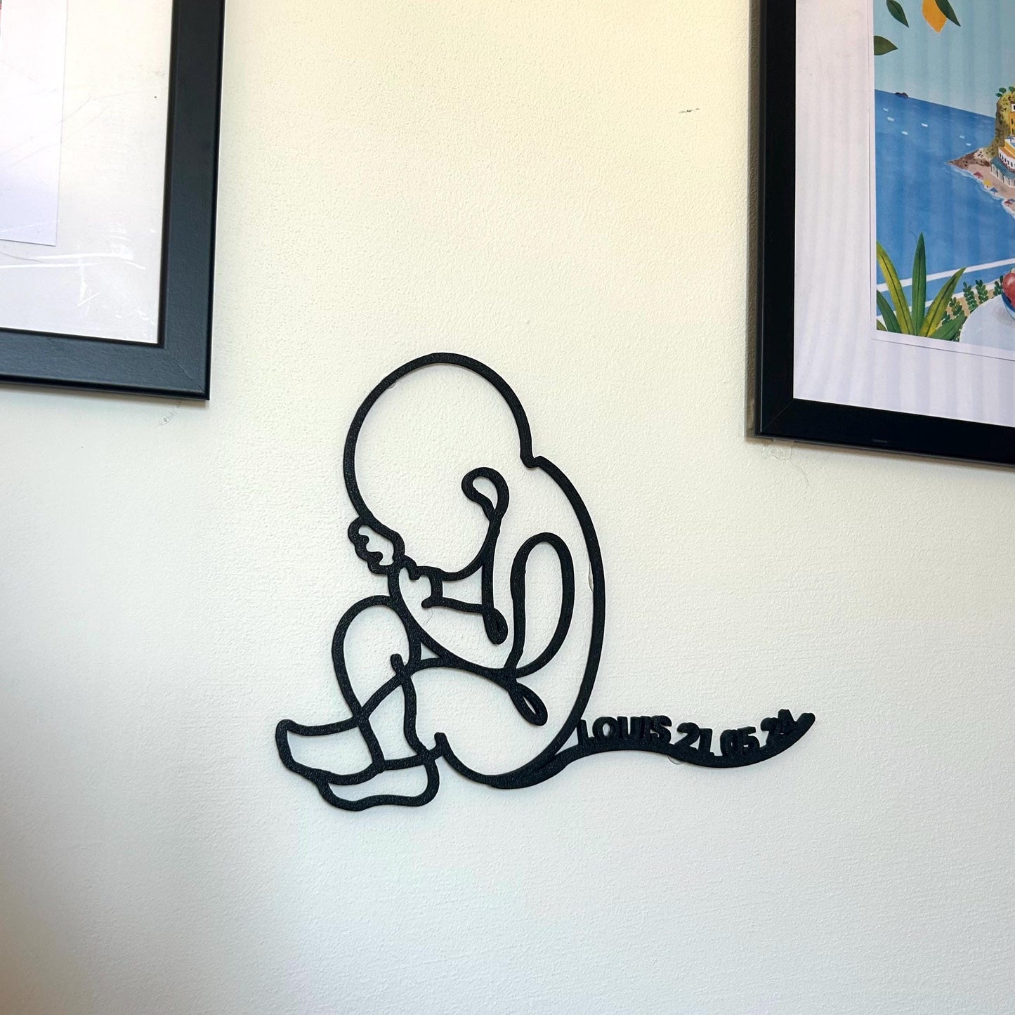 Décoration Murale Bébé Personnalisée 3D – Prénom et Date, Silhouette Bébé – Cadeau Grossesse et Future Maman, Souvenir Prénatal