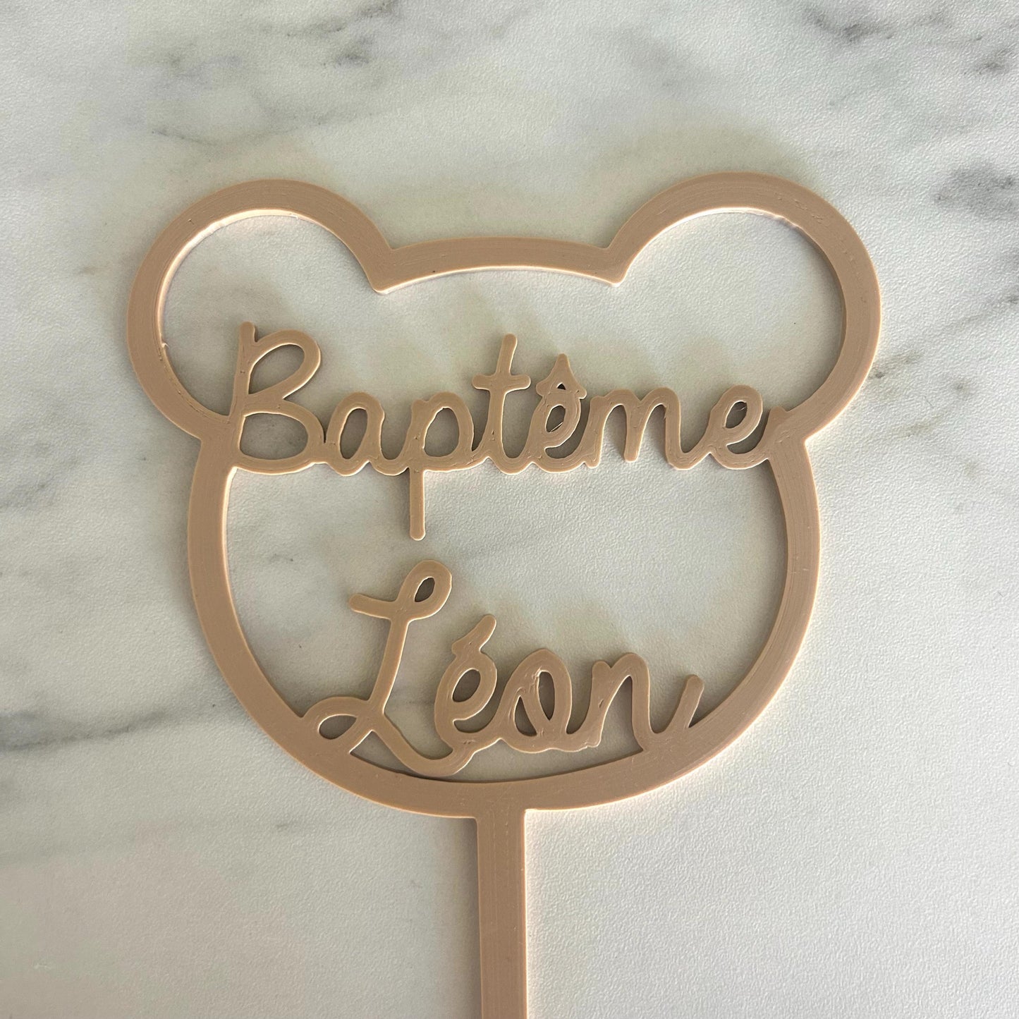 Cake topper ourson à personnaliser, pour gâteau d'anniversaire ou baptême bébé enfant, décoration de gâteau ours