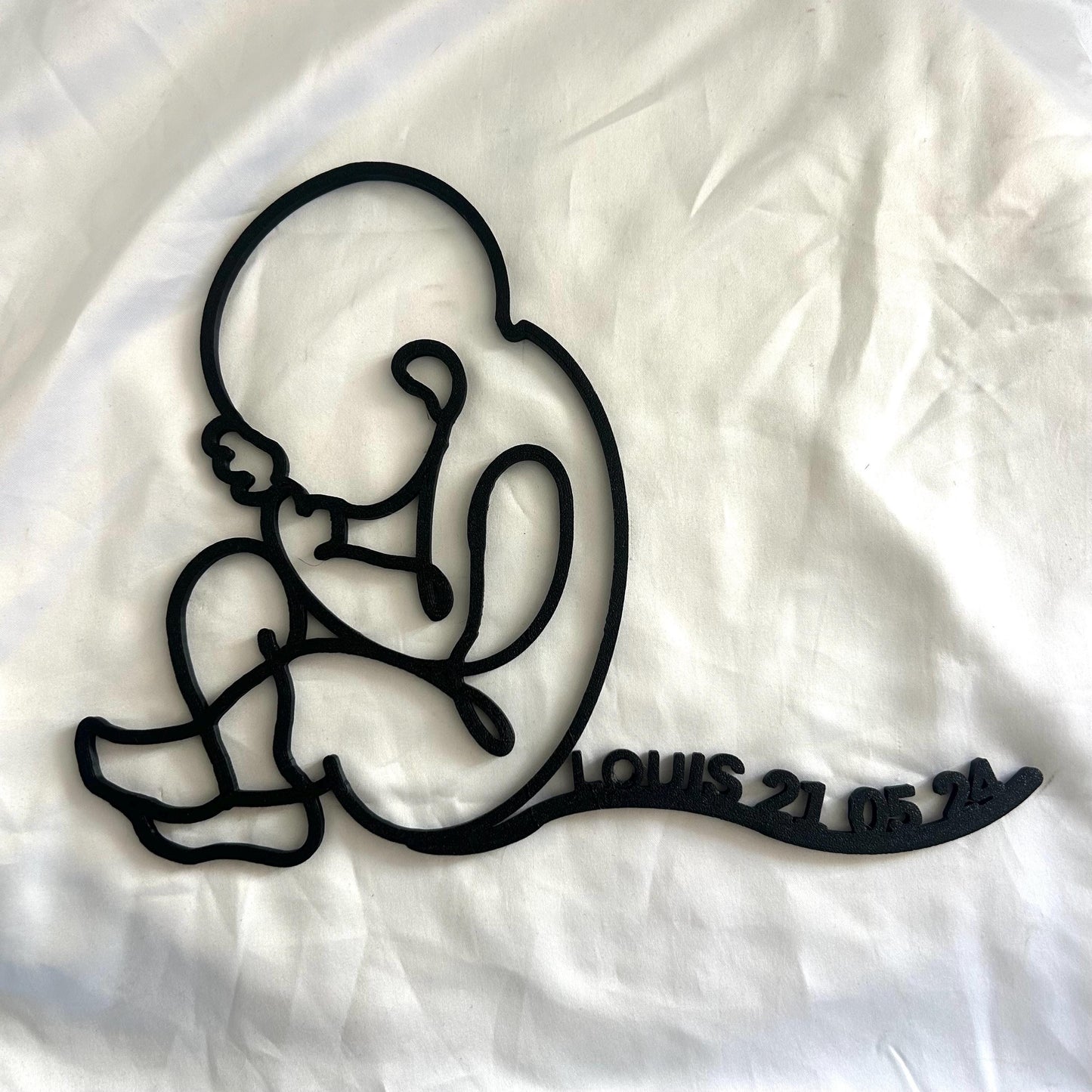 Décoration Murale Bébé Personnalisée 3D – Prénom et Date, Silhouette Bébé – Cadeau Grossesse et Future Maman, Souvenir Prénatal