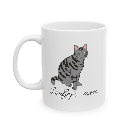 Mug chat tigré gris personnalisé – Cadeau cat mom