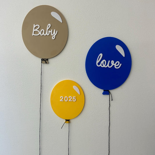 Ballon mural personnalisé en 3D – Décoration murale bébé, chambre enfant ou cadeau naissance – Mot ou prénom au choix – Plusieurs couleurs