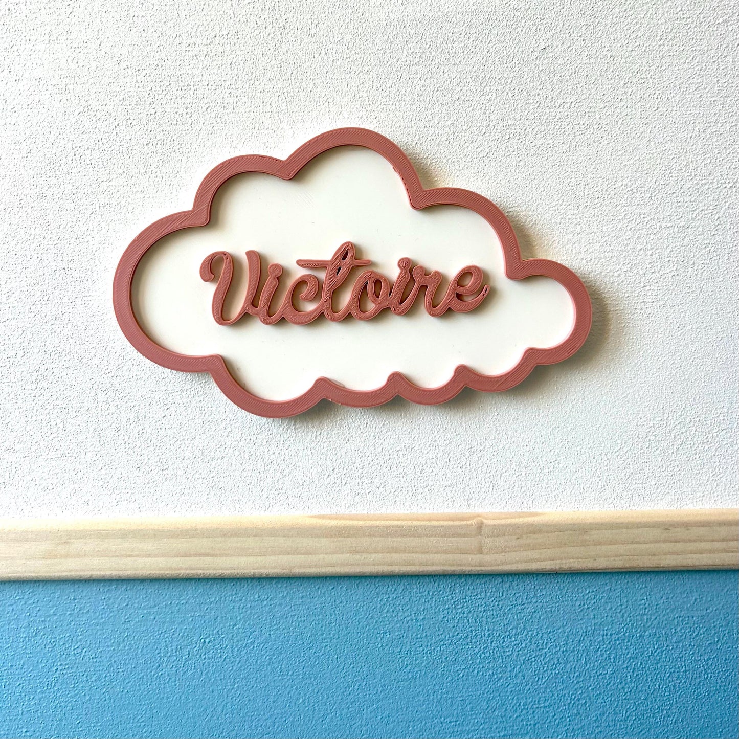 Plaque prénom personnalisée en forme de nuage – Décoration murale chambre bébé ou enfant