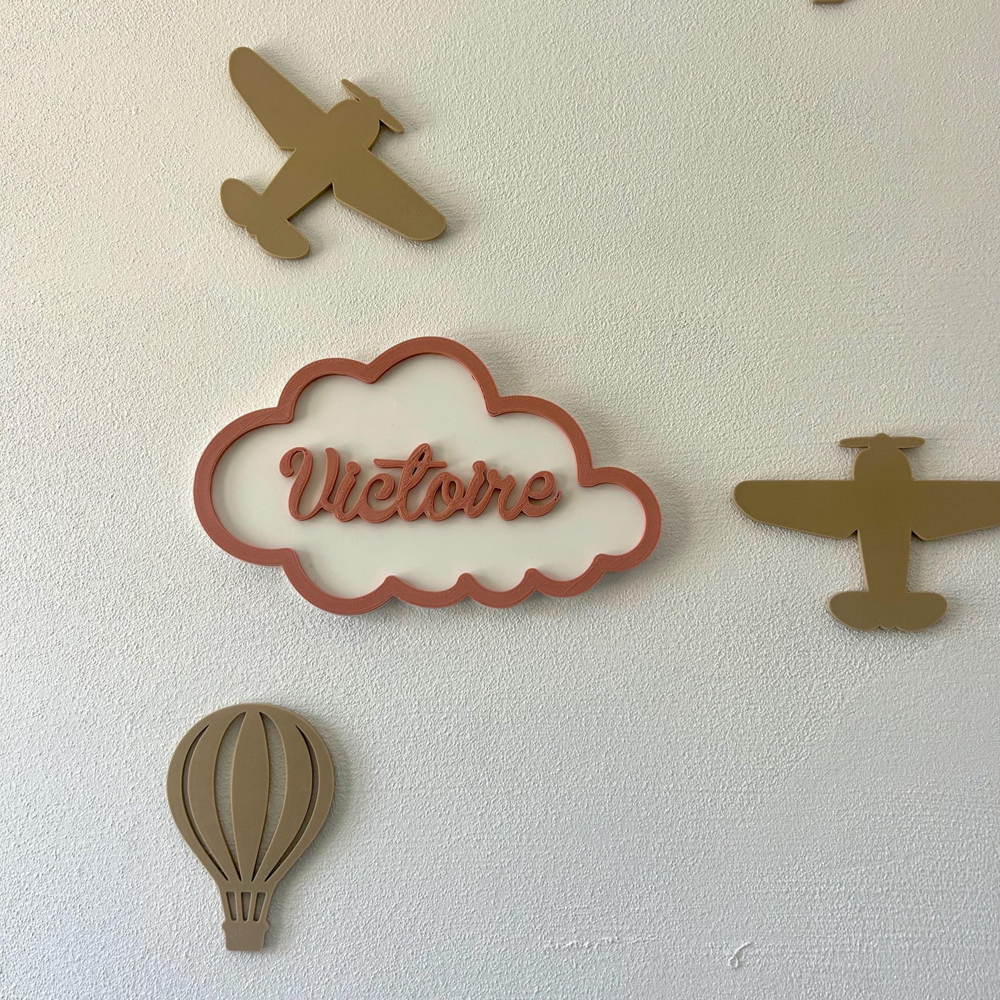 Plaque prénom personnalisée en forme de nuage – Décoration murale chambre bébé ou enfant