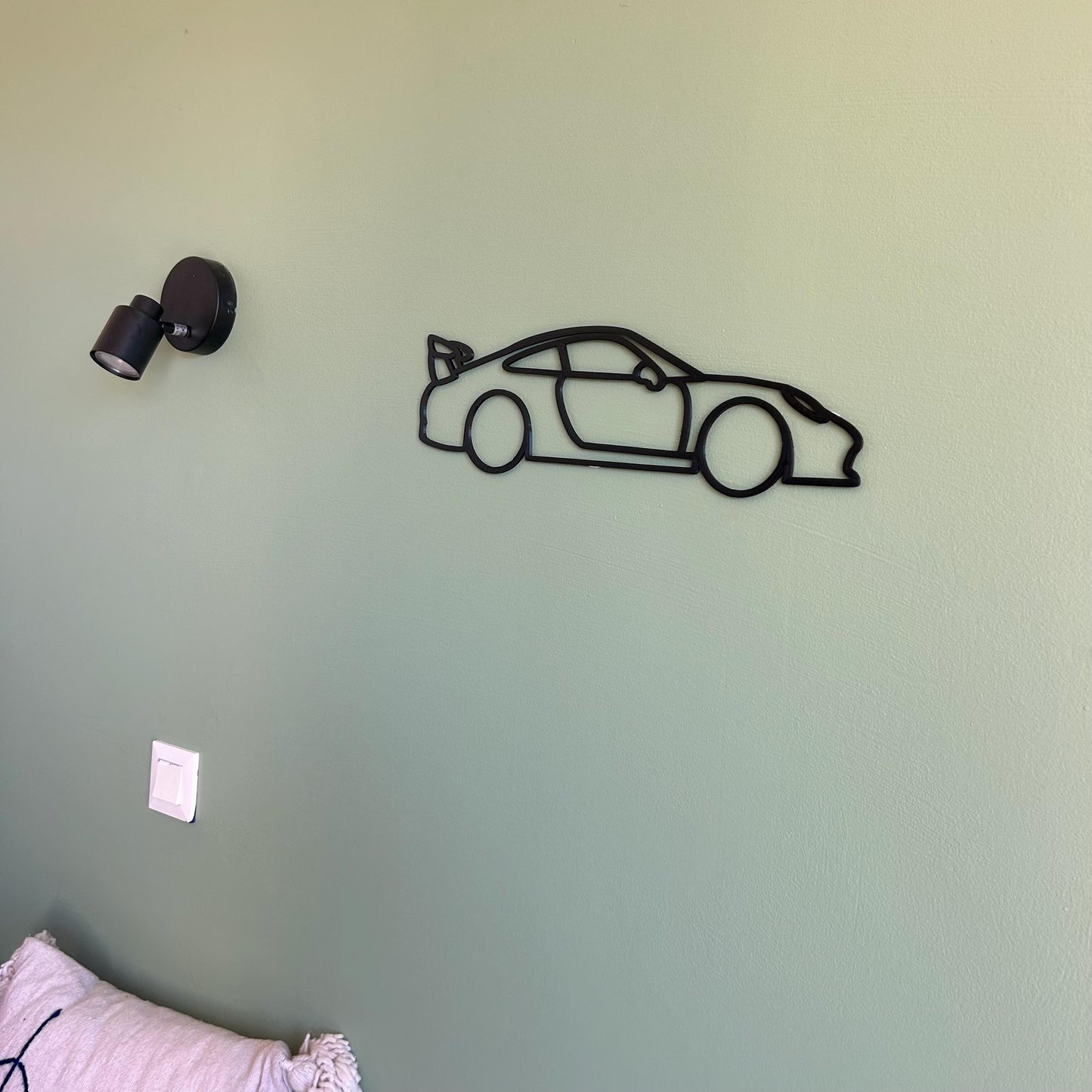 Décoration murale Porsche Sport 3D – Silhouette moderne en PLA noir pour salon, bureau ou garage – Design élégant et unique