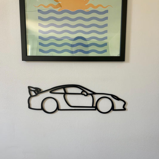 Décoration murale Porsche Sport 3D – Silhouette moderne en PLA noir pour salon, bureau ou garage – Design élégant et unique