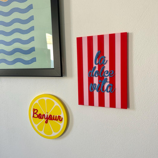 Décoration Murale “La Dolce Vita” – Panneau rayures – affiche murale jolie et tendance thème Italie décoration