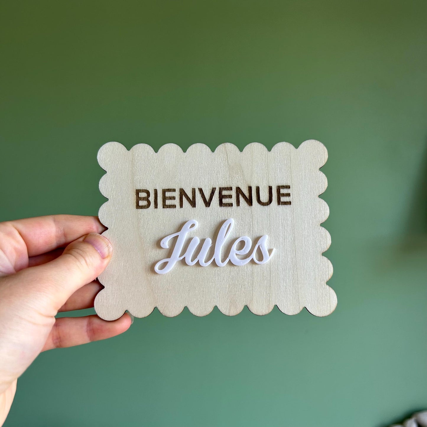 carte biscuit annonce naissance personnalisée prénom en bois plaque bienvenue bébé est né annonce du prénom