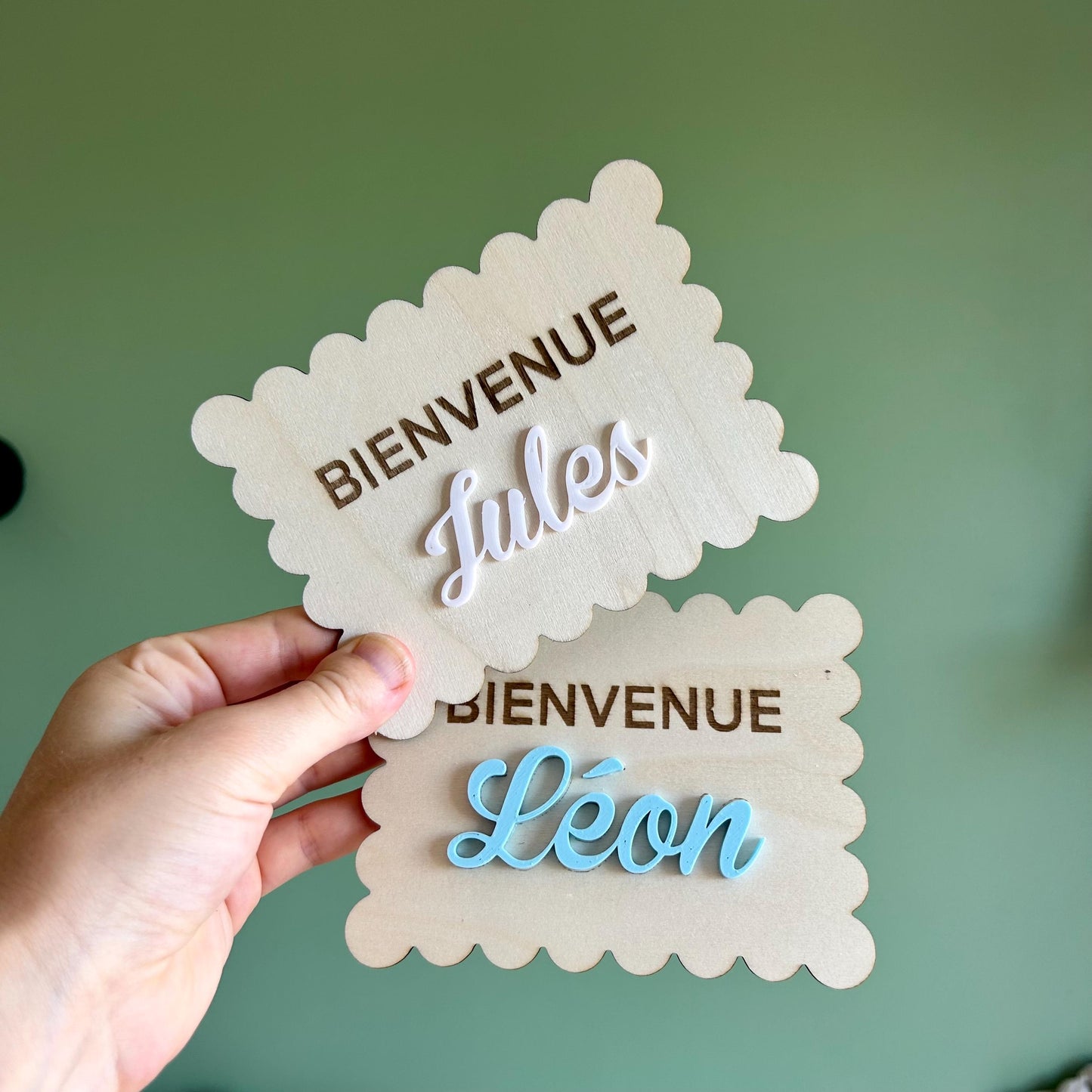 carte biscuit annonce naissance personnalisée prénom en bois plaque bienvenue bébé est né annonce du prénom