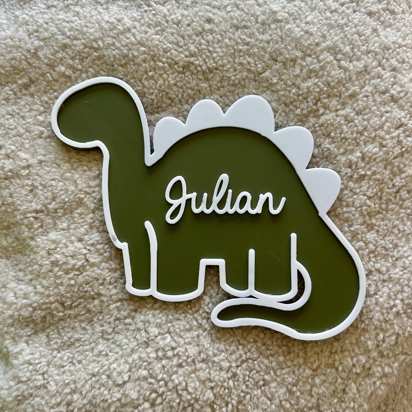 Plaque murale dinosaure personnalisée avec prénom – Décoration chambre bébé – Cadeau naissance, baptême
