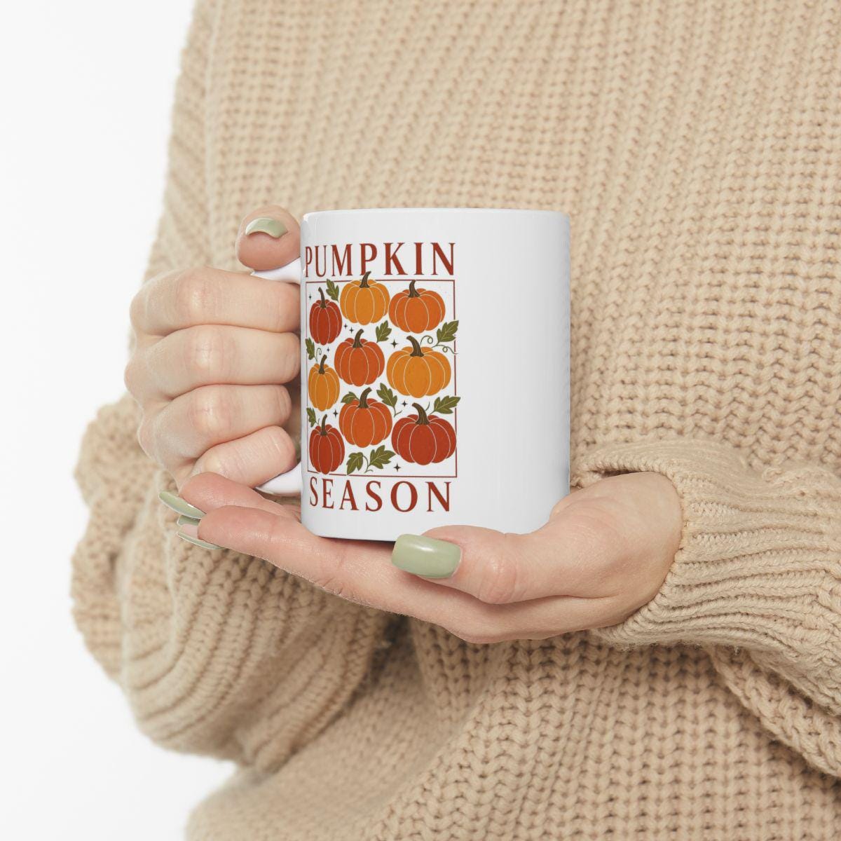 Tasse automne en céramique tasse halloween – Illustration citrouilles pumpkin Season tasse avec illustration de citrouilles mignonne nature