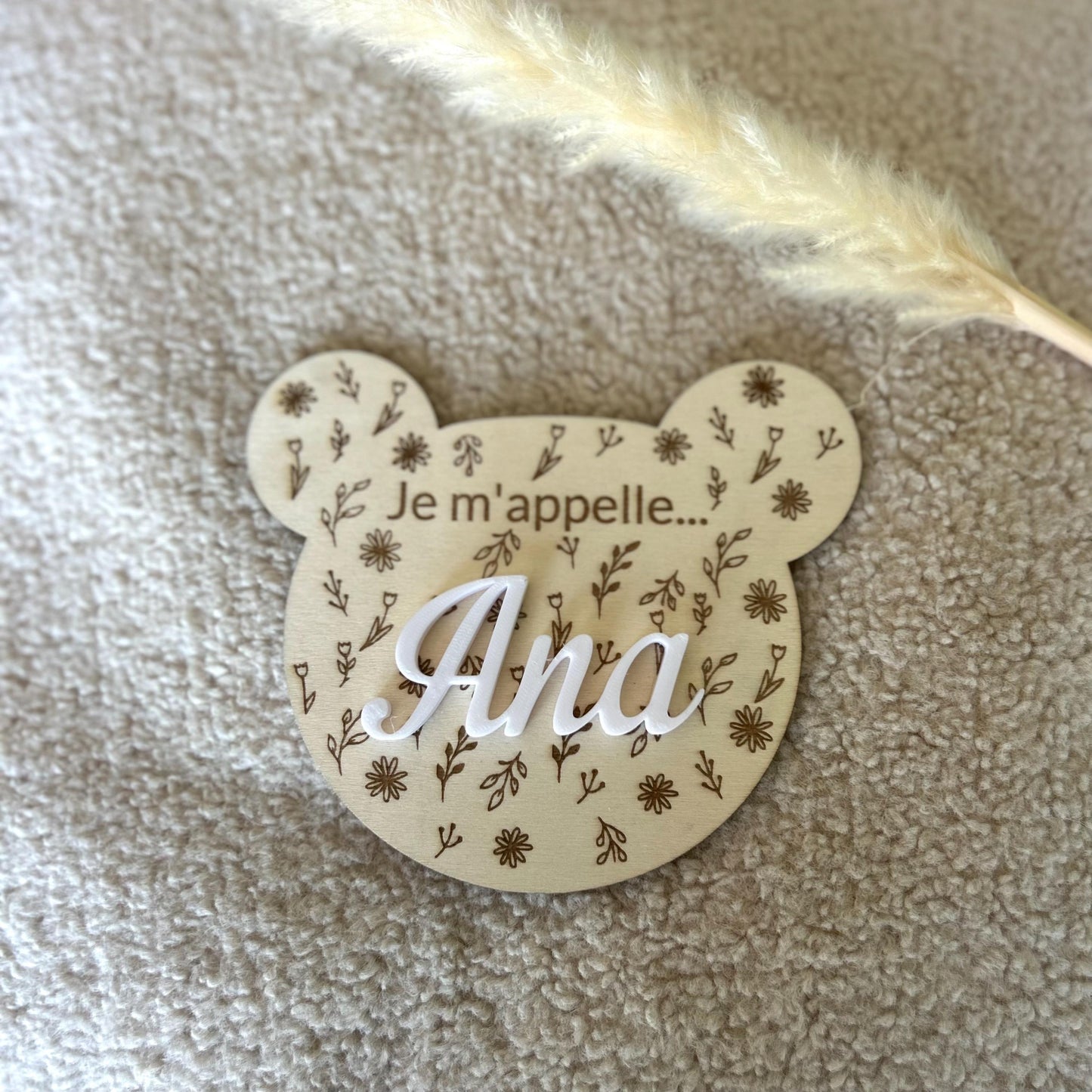 carte ourson annonce naissance personnalisée prénom en bois plaque ours bébé bienvenue bébé est né annonce du prénom