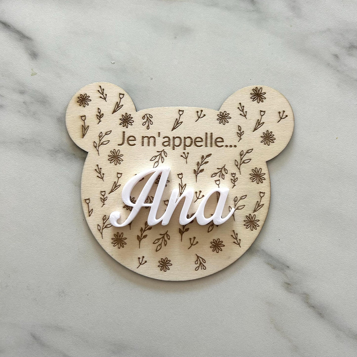 carte ourson annonce naissance personnalisée prénom en bois plaque ours bébé bienvenue bébé est né annonce du prénom