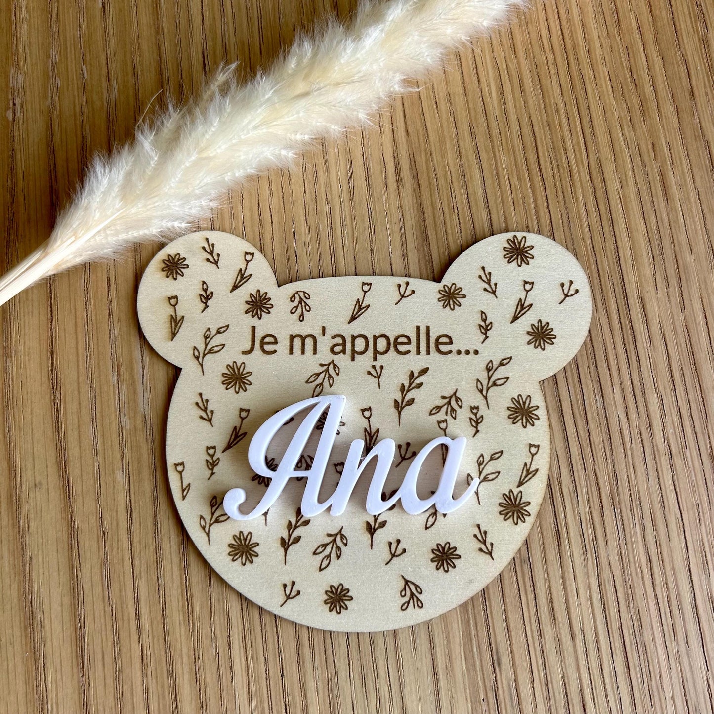 carte ourson annonce naissance personnalisée prénom en bois plaque ours bébé bienvenue bébé est né annonce du prénom