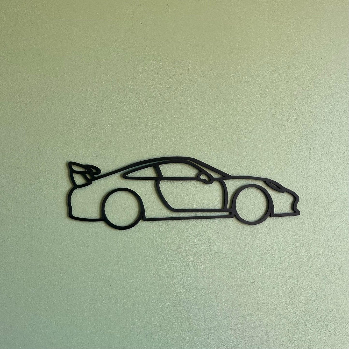 Décoration murale Porsche Sport 3D – Silhouette moderne en PLA noir pour salon, bureau ou garage – Design élégant et unique