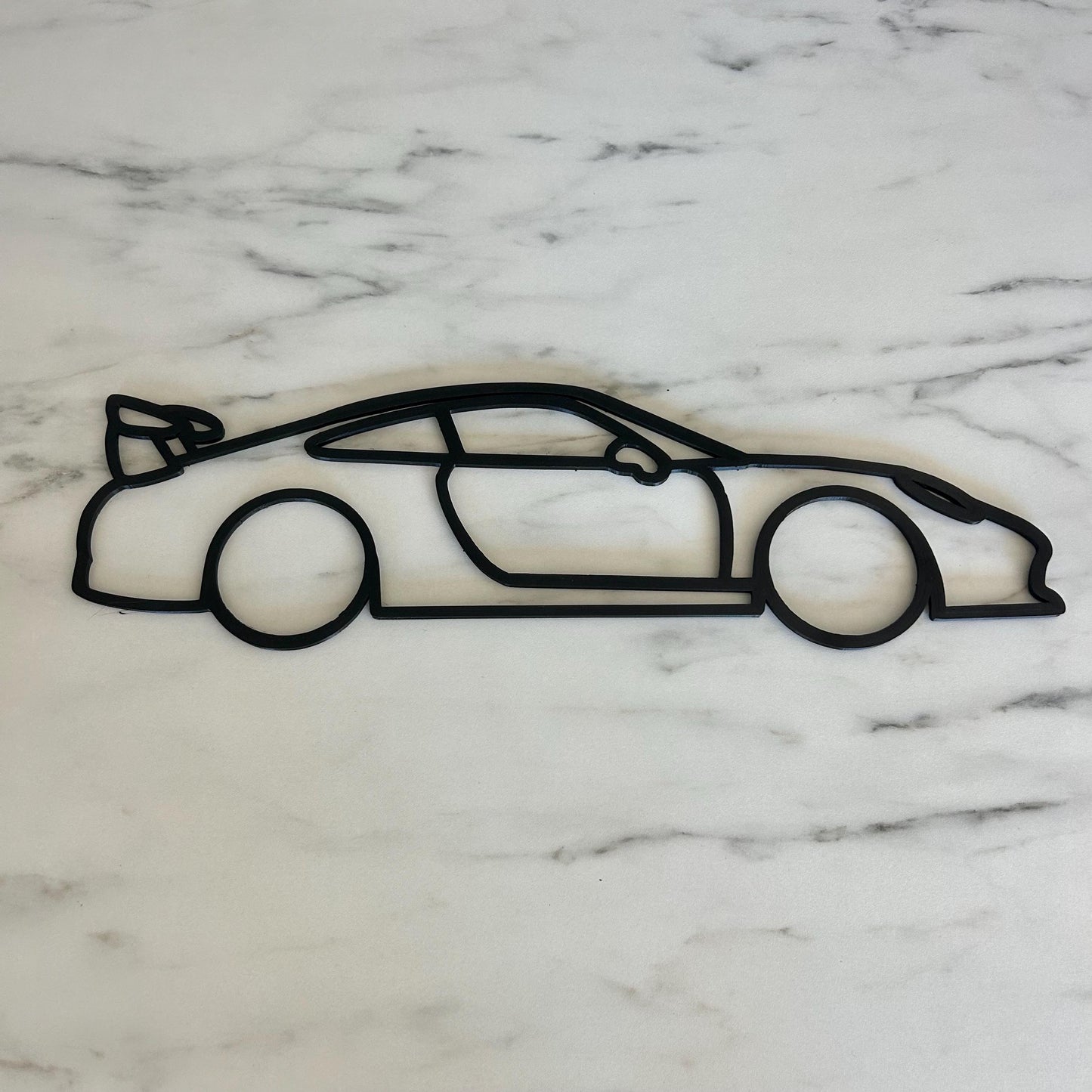 Décoration murale Porsche Sport 3D – Silhouette moderne en PLA noir pour salon, bureau ou garage – Design élégant et unique