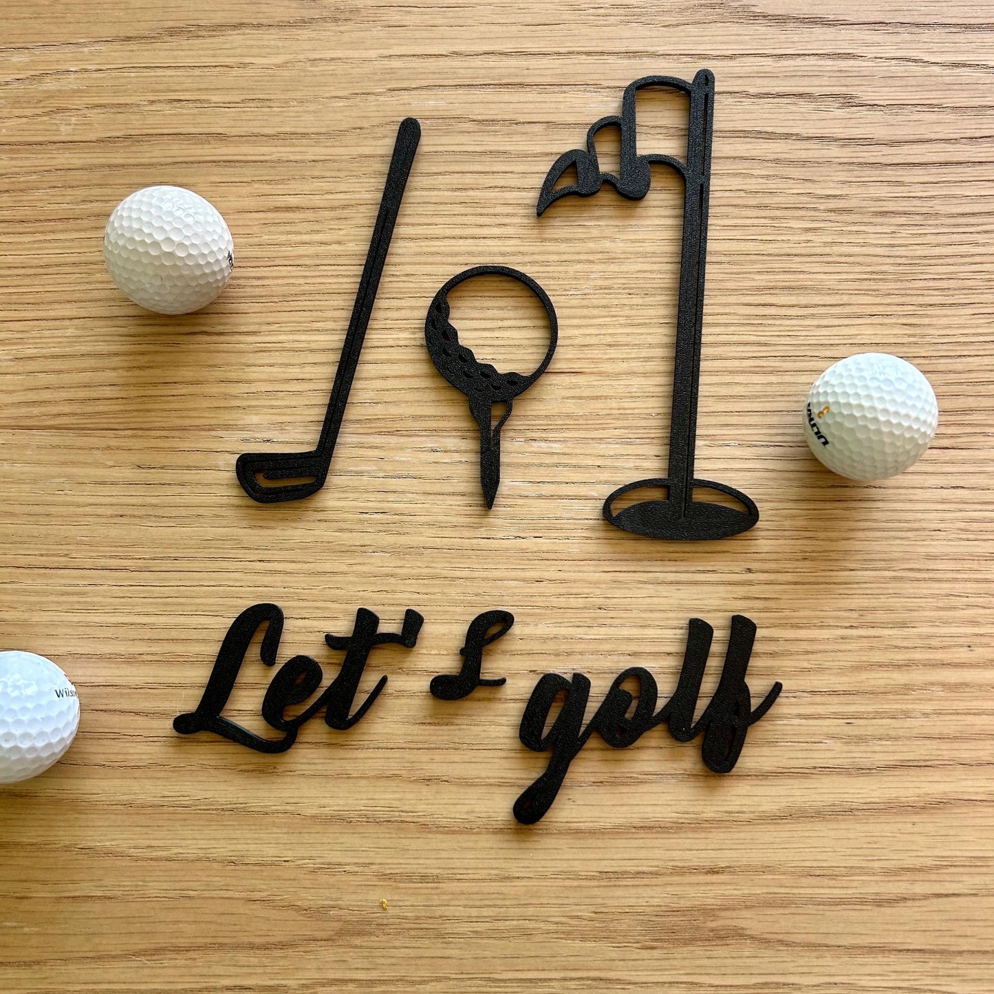 Décoration Murale “Let’s Golf” – Art mural Golf Moderne – Cadeau Original pour Golfeur – Club, Balle & Drapeau en Silhouette Noir