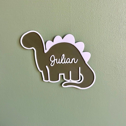 Plaque murale dinosaure personnalisée avec prénom – Décoration chambre bébé – Cadeau naissance, baptême