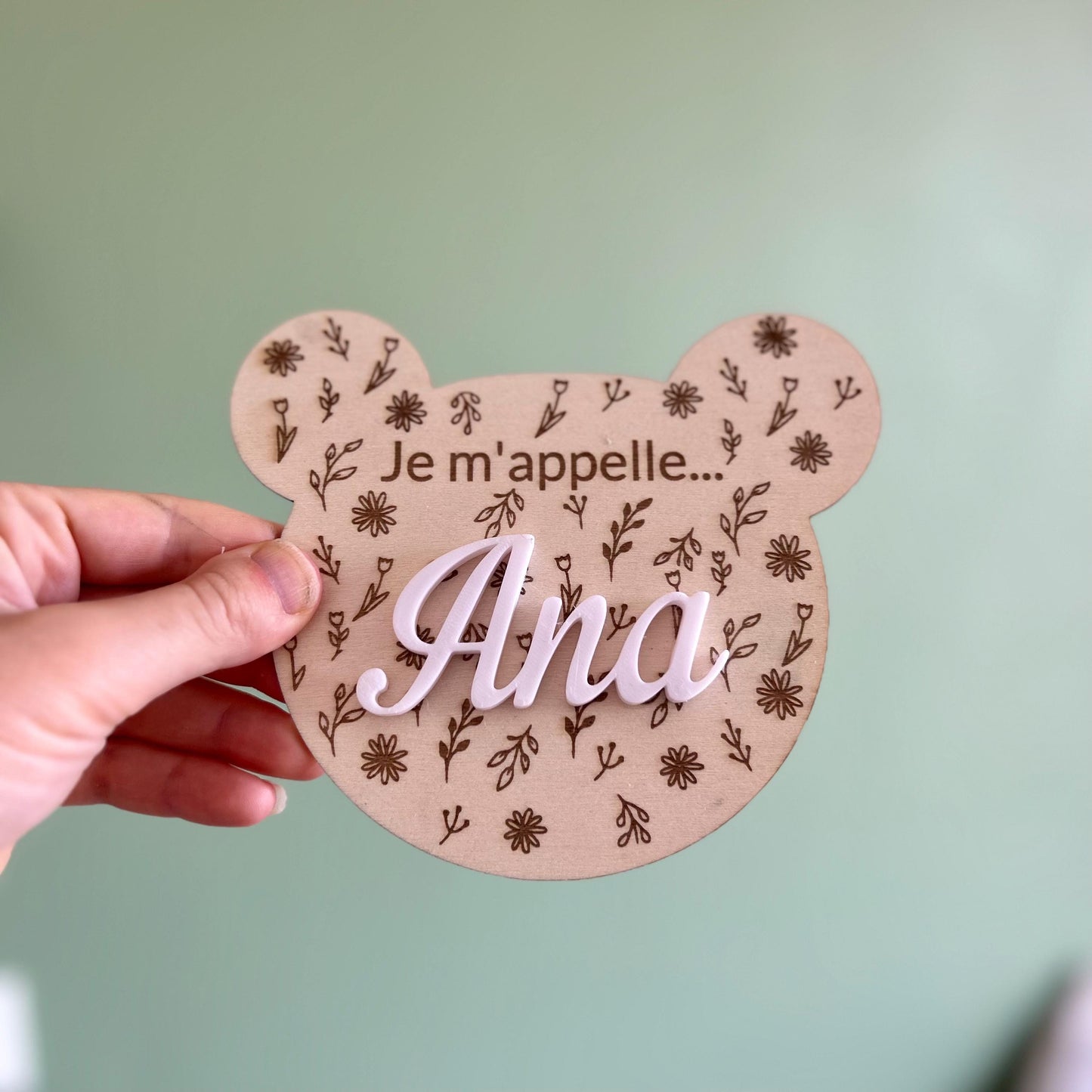 carte ourson annonce naissance personnalisée prénom en bois plaque ours bébé bienvenue bébé est né annonce du prénom