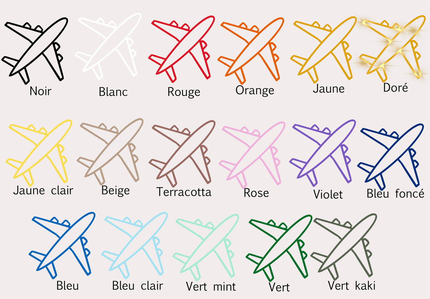 palette des couleurs proposées pour avion mural