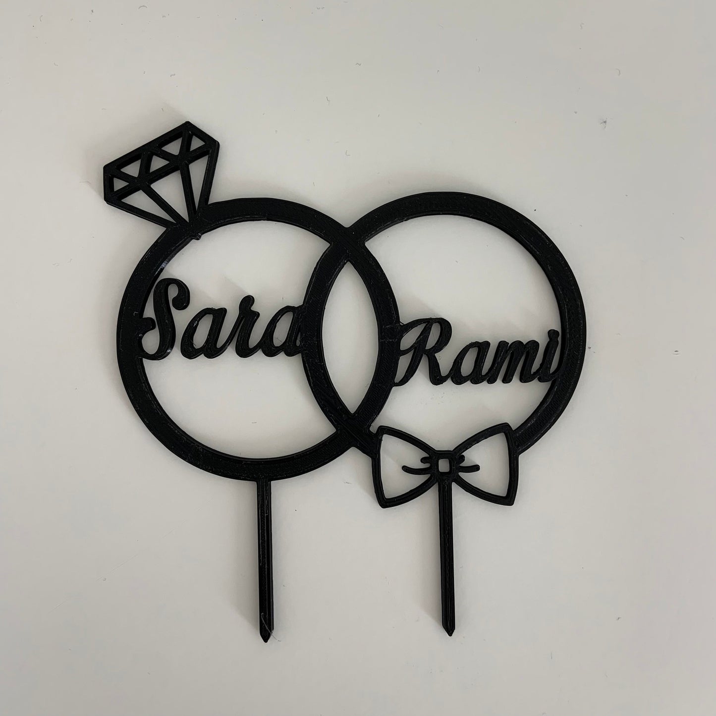 Cake Topper Mariage Personnalisable – Décoration de Gâteau avec Alliances et Prénoms