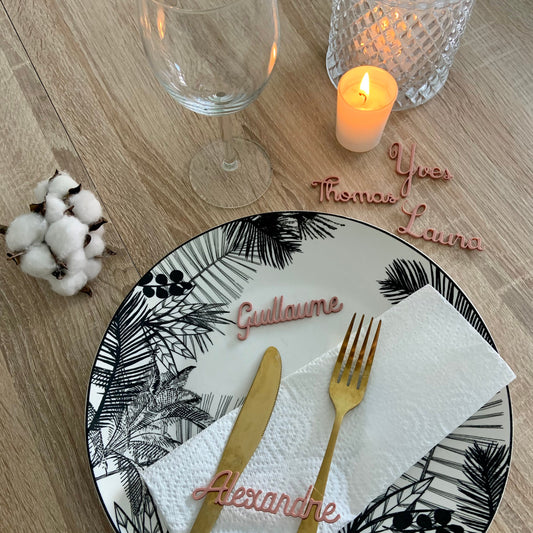 Marque-place personnalisé – Identificateur de prénom pour décoration de table