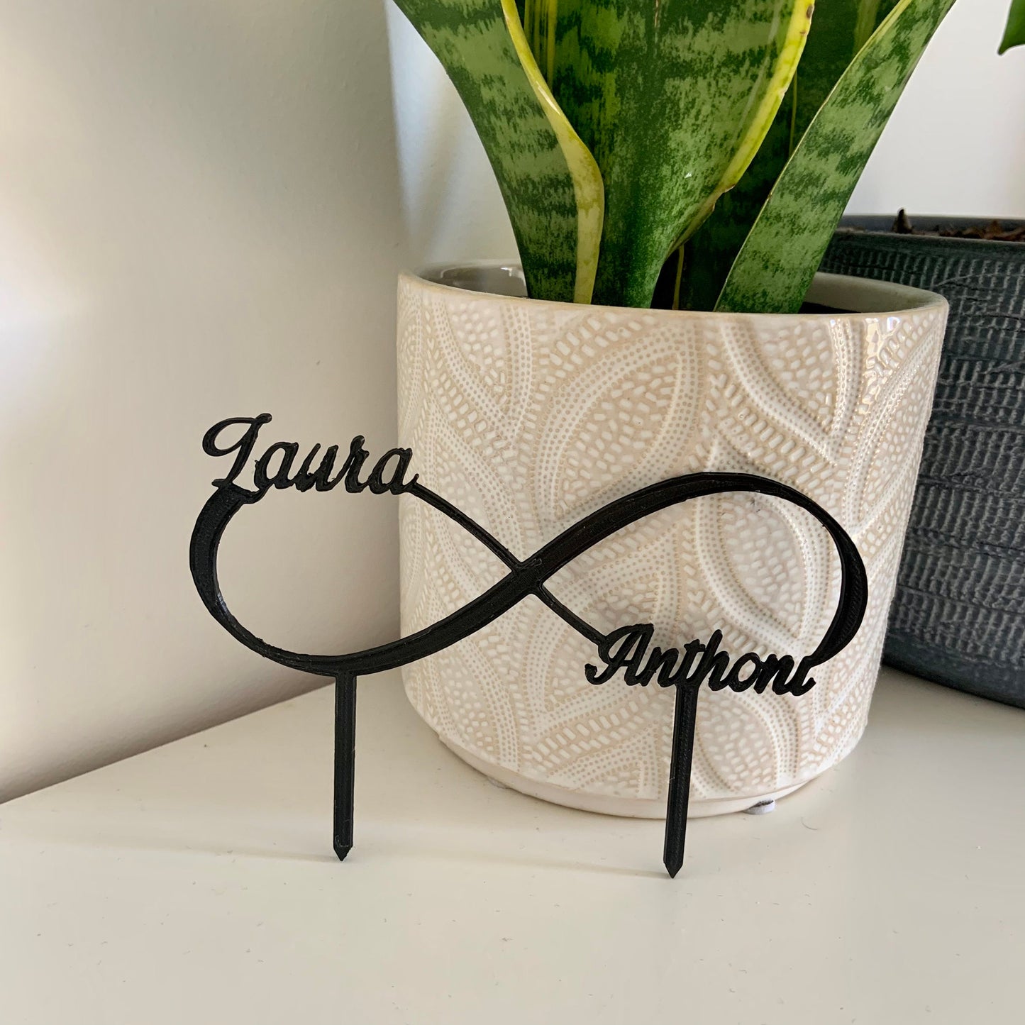 Cake Topper Mariage Personnalisé – Symbole Infini avec Prénoms pour Gâteau