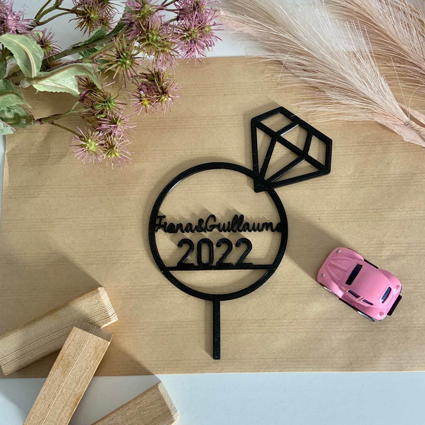 Cake Topper Personnalisé pour Mariage – Décoration de Gâteau Unique