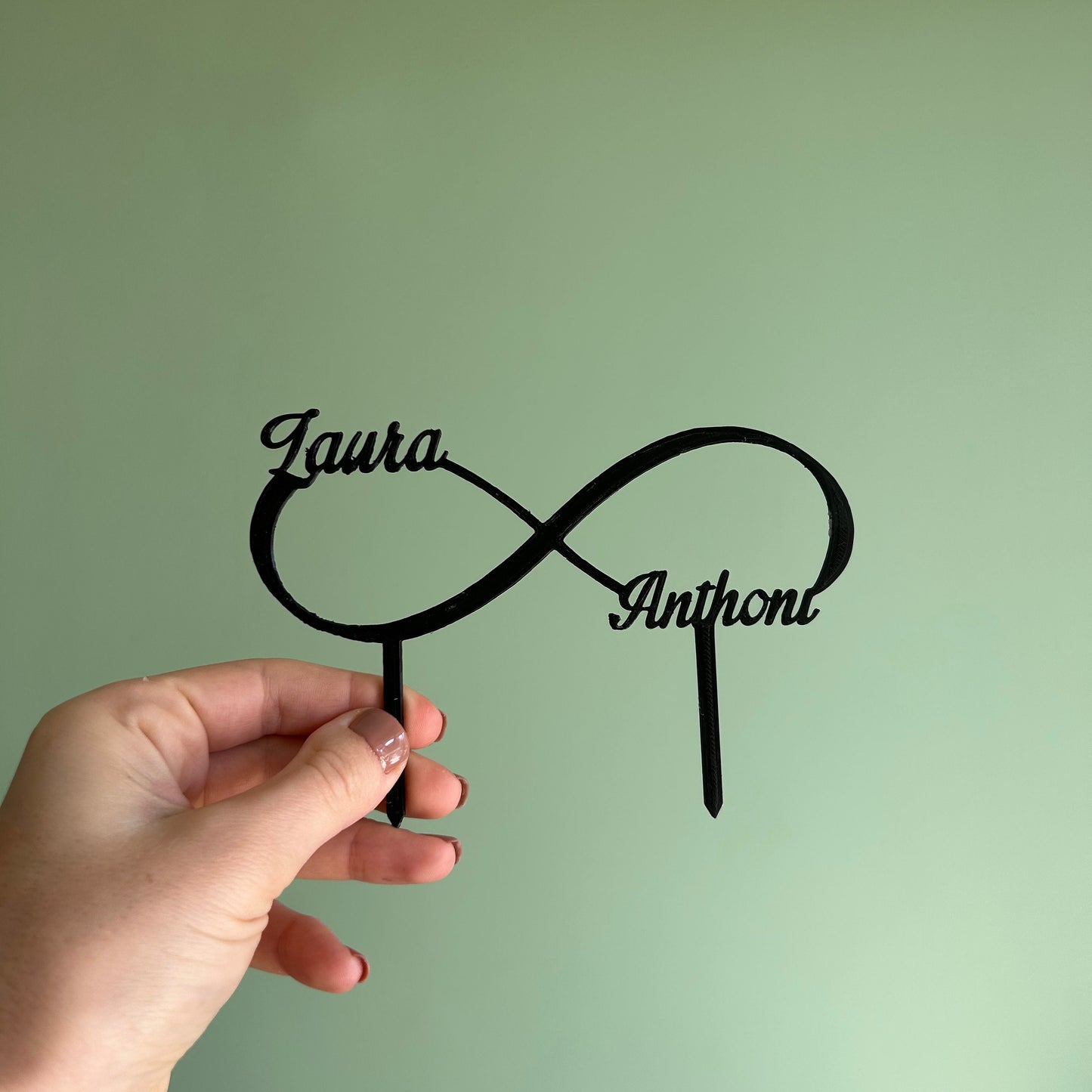 Cake Topper Mariage Personnalisé – Symbole Infini avec Prénoms pour Gâteau