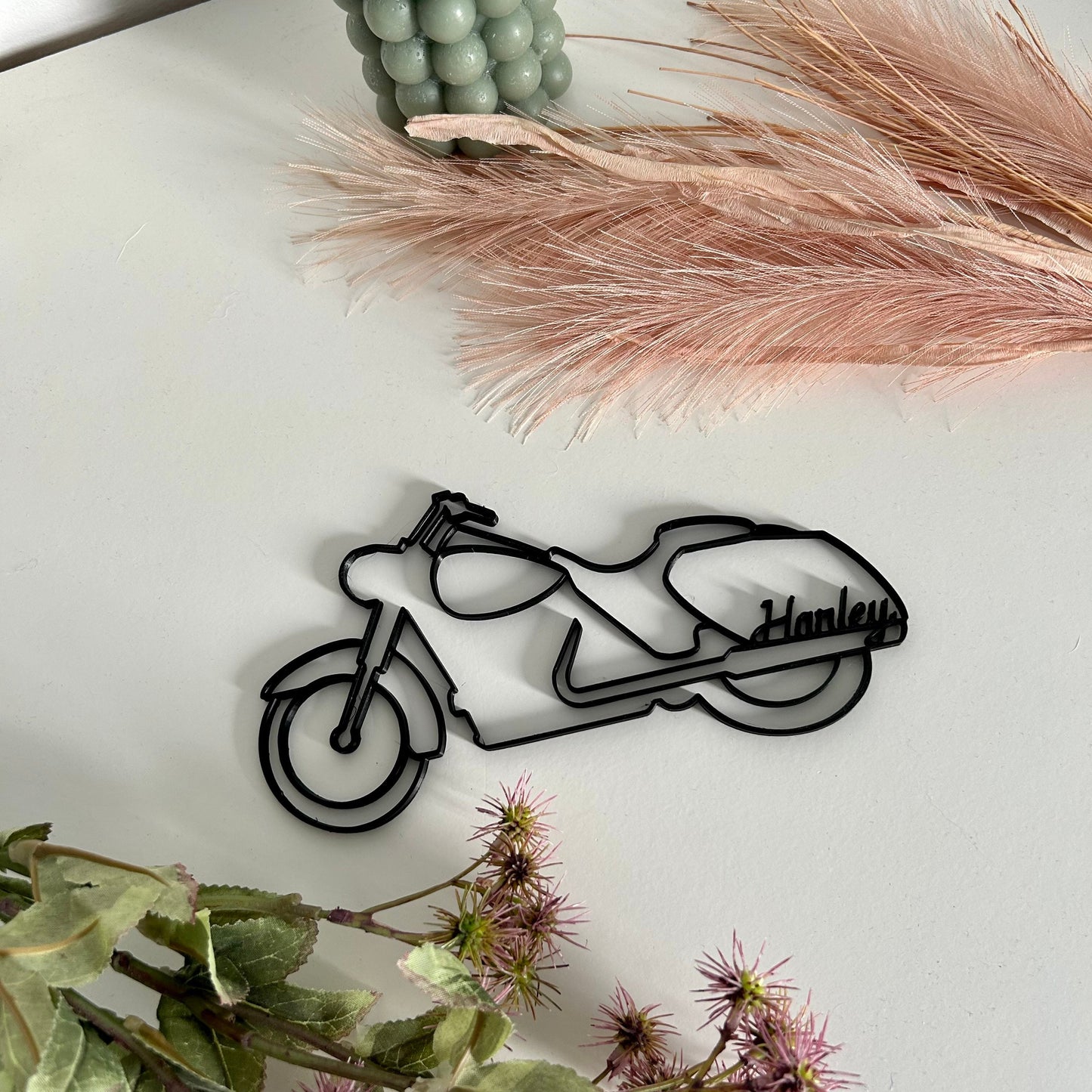 Décoration murale Harley personnalisée – Moto filaire noire moderne