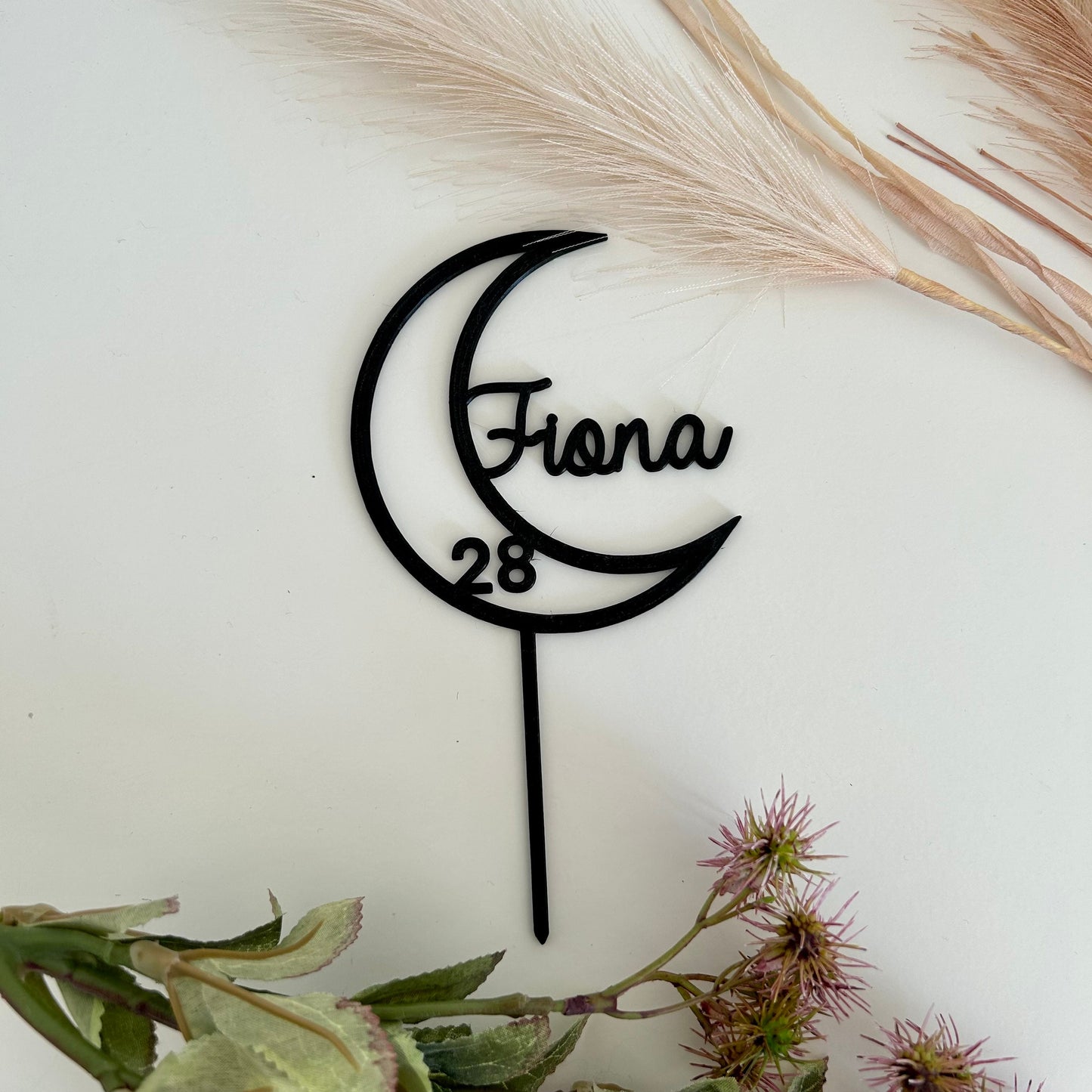 Cake Topper Lune Personnalisé – Décoration Gâteau d’Anniversaire