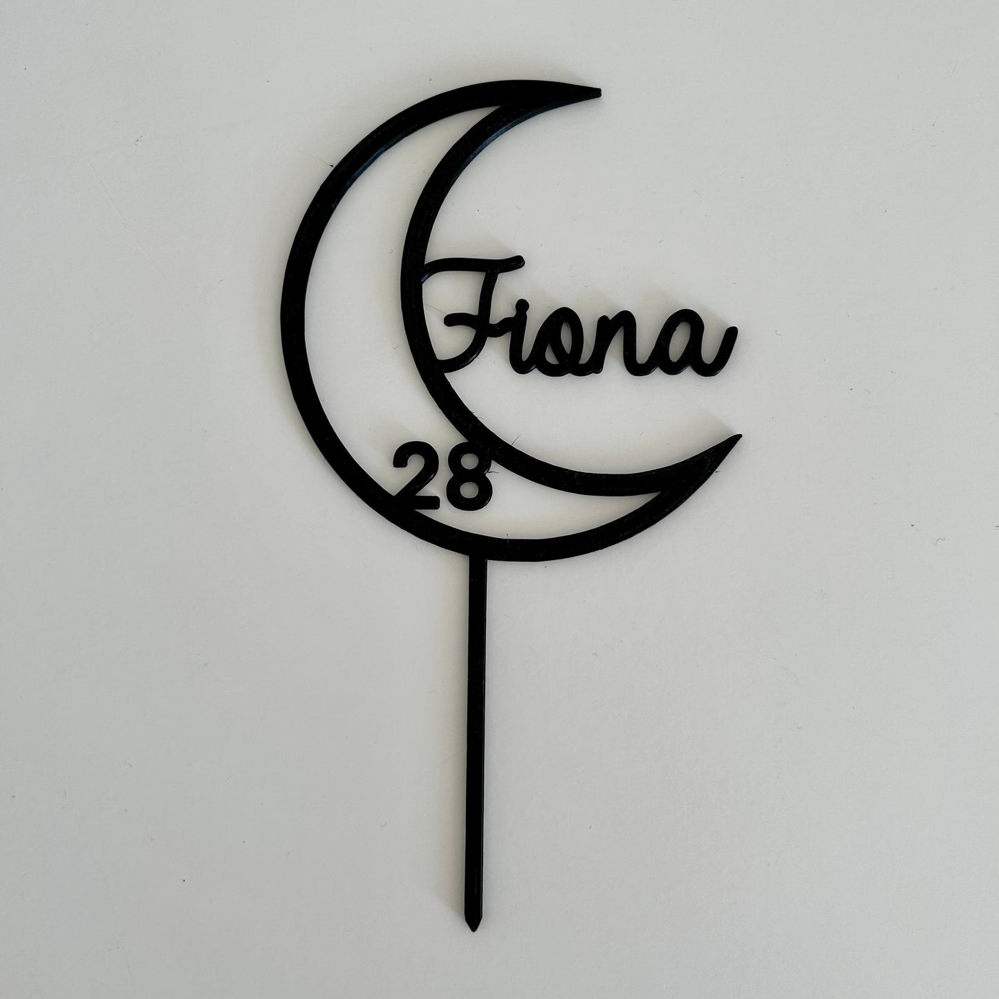 Cake Topper Lune Personnalisé – Décoration Gâteau d’Anniversaire